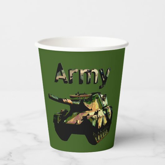 Groen Khaki Legerketank, papieren kopjes Papieren Bekers (Voorkant)