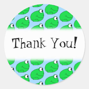 Groen kikkerpatroon. Hartelijk Bedankt. Ronde Sticker