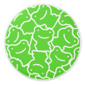Groen kikkerpatroon keramische knop (Voorkant)