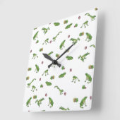 Groen kikkerpatroon vierkante klok (Hoek)