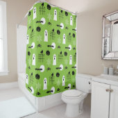 Groen Kinder Halloween Print Shower Curtain Douchegordijn (In situ)