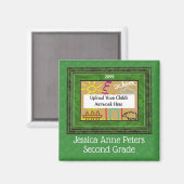 Groen Kinder schooljaar met foto Magneet (Voorkant / Achterkant)