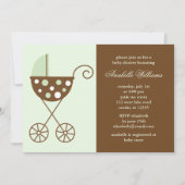 Groen  Kinderwagen Genderneutraal Baby shower Kaart (Voorkant)