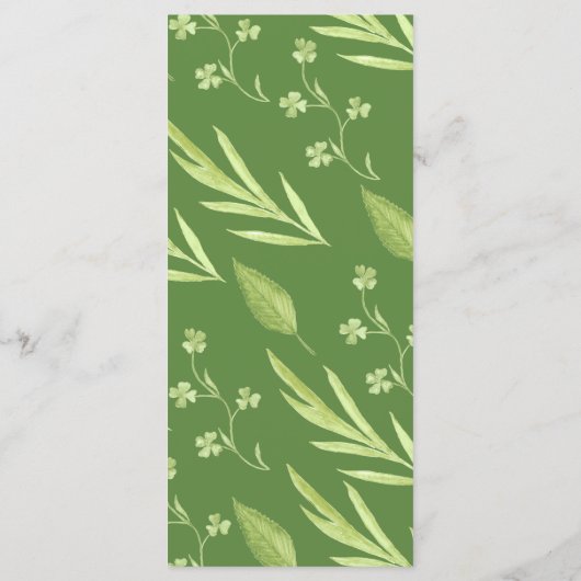 Groen Klaver Bloemen Bruiloft Menu (Achterkant)