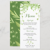 Groen Klaver Bloemen Bruiloft Menu (Voorkant / Achterkant)