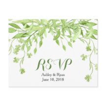 Groen Klaver Bloemen Bruiloft RSVP