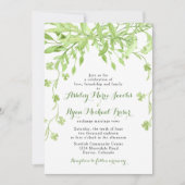 groen klaver bloemenbruiloft uitnodiging (Voorkant)
