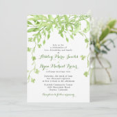 groen klaver bloemenbruiloft uitnodiging (Staand voorkant)