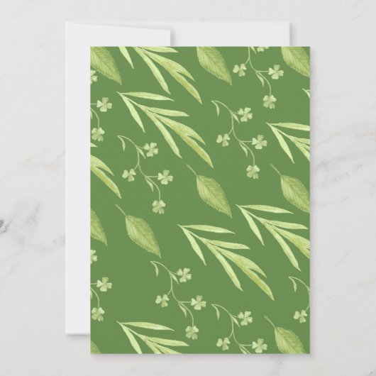 groen klaver bloemenbruiloft uitnodiging (Achterkant)