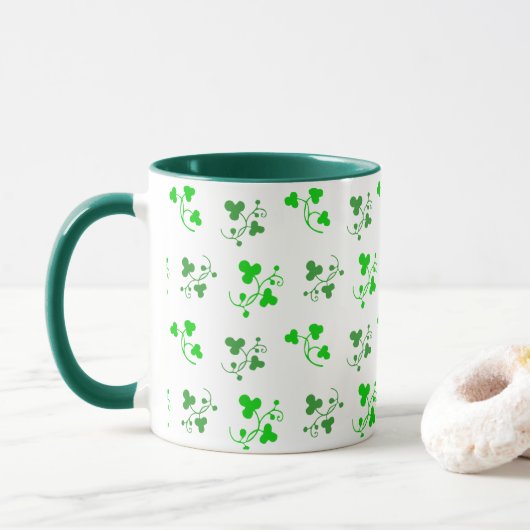 Groen Klaverblad Patroon Mok (Met donut)