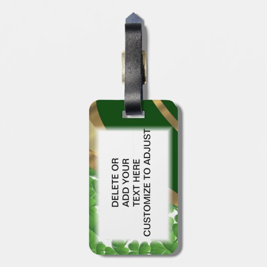 Groen klaverpatroon bagagelabel (Achterkant verticaal)