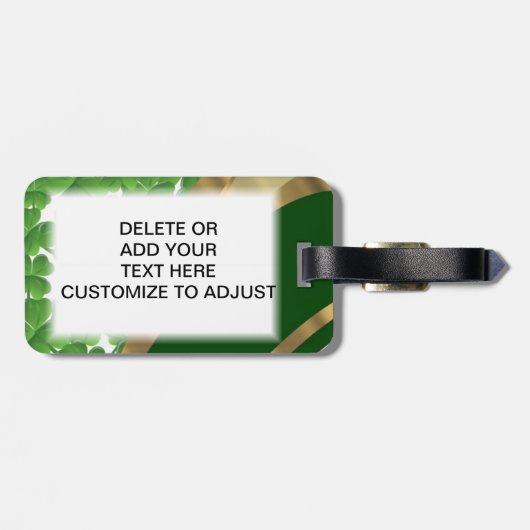 Groen klaverpatroon bagagelabel (Achterkant horizontaal)