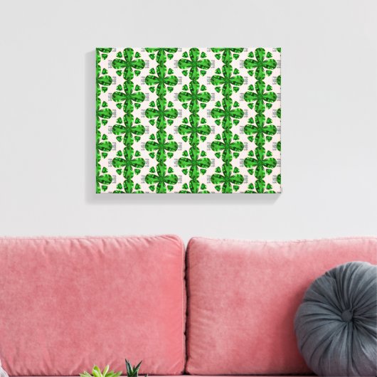 Groen klaverpatroon canvas afdruk (Insitu (Woonkamer))