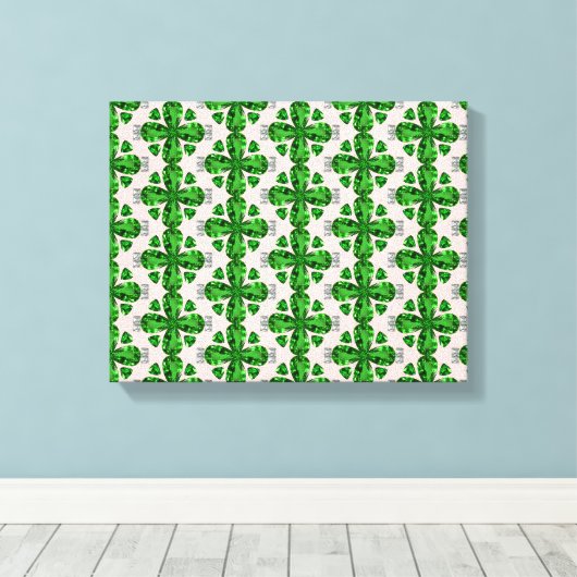 Groen klaverpatroon canvas afdruk (Insitu (Houten vloer))