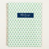 Groen klaverpatroon Gepersonaliseerd schoolkalende Planner (Voorkant)
