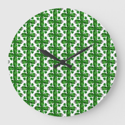Groen klaverpatroon grote klok (Voorkant)