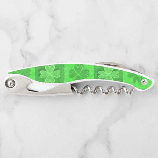 Groen klaverpatroon kurkentrekker (Voorkant)