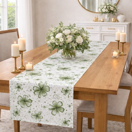 Groen Klaverpatroon • St. Patrick's Day Korte Tafelloper