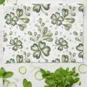 Groen Klaverpatroon • St. Patrick's Day Theedoek (Gevouwen)