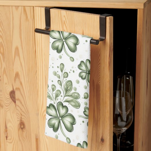 Groen Klaverpatroon • St. Patrick's Day Theedoek (Derde Gevouwen)