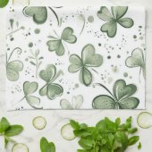 Groen Klaverpatroon • St. Patrick's Day Theedoek (Gevouwen)