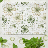 Groen Klaverpatroon • St. Patrick's Day Theedoek (Gevouwen)