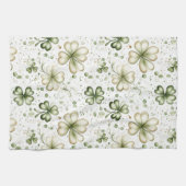 Groen Klaverpatroon • St. Patrick's Day Theedoek (Horizontaal)