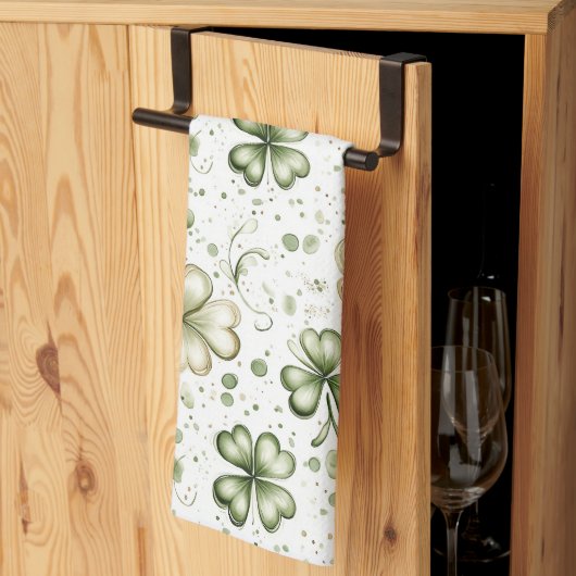 Groen Klaverpatroon • St. Patrick's Day Theedoek (Derde Gevouwen)