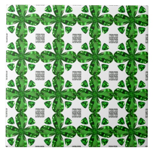 Groen klaverpatroon tegeltje (Voorkant)