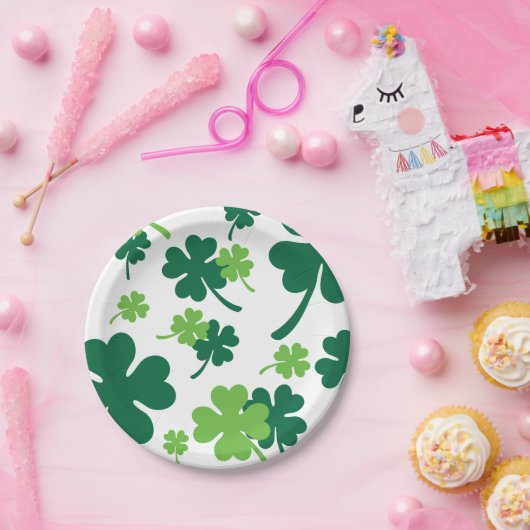 Groen klavertje vier blaadjes. St. Patrick's Day Papieren Bordje (Feest)