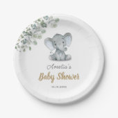 groen klein olifant Baby shower Papieren Bordje (Voorkant)