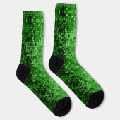 Groen, klein vierkantsgeometrisch patroon sokken (Rechts)