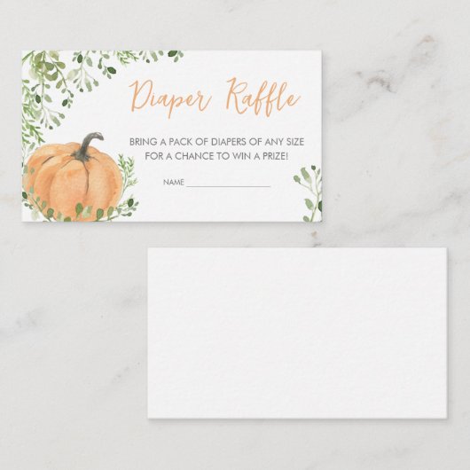 Groen Kleine Pompoen Baby shower Luier Raffle Informatiekaartje (Voorkant / Achterkant)