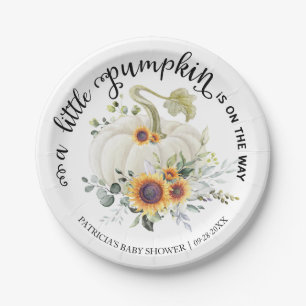 Groen Kleine Pompoen Herfst Baby Shower Papieren Bordje