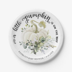 Groen Kleine Pompoen Herfst Baby Shower Papieren Bordje
