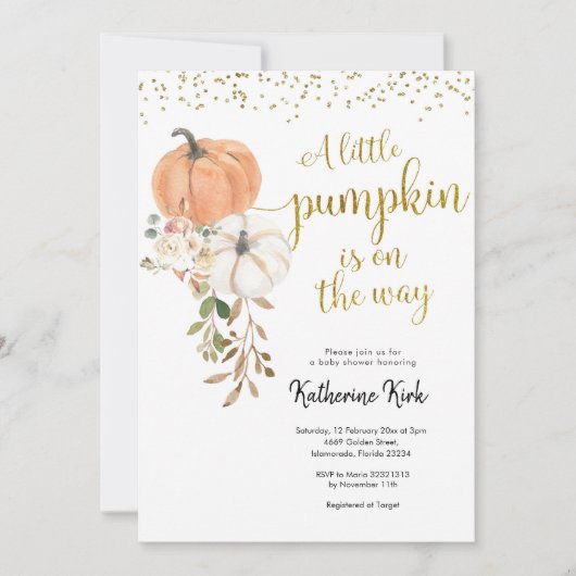 Groen Kleine Pompoen is op weg Uitnodiging (Voorkant)