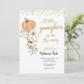 Groen Kleine Pompoen is op weg Uitnodiging (Staand voorkant)