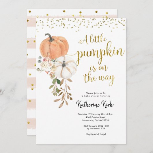 Groen Kleine Pompoen is op weg Uitnodiging (Voorkant / Achterkant)