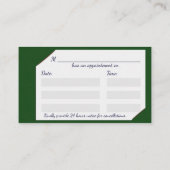 Groen klembord met medische stethoscoop afsprakenkaartje (Achterkant)