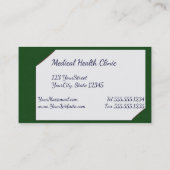 Groen klembord met medische stethoscoop visitekaartje (Achterkant)