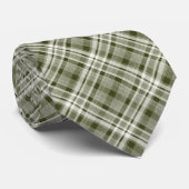Groen Kleur Kerst 1 Plaid Pattern Mannen Stropdas (Opgerold)