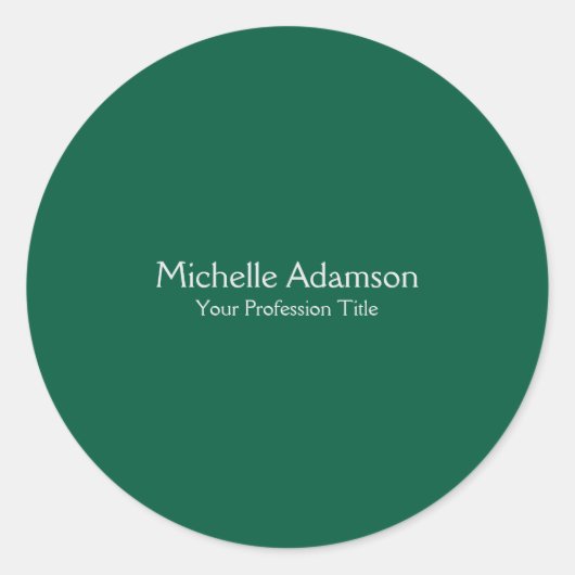 Groen Kleur Professional Plain Modern Ronde Sticker (Voorkant)