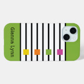 Groen Kleurblok Zwarte Strepen Monogram Case-Mate iPhone Case (Achterkant (horizontaal))