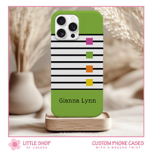 Groen Kleurblok Zwarte Strepen Monogram iPhone 15 Case