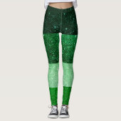Groen kleurenblok Glitter St. Patrick's Day Leggings (Voorkant)