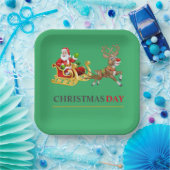 Groen kleurrijk Kerstdag 9"Vierkant Document Bord (Feest)