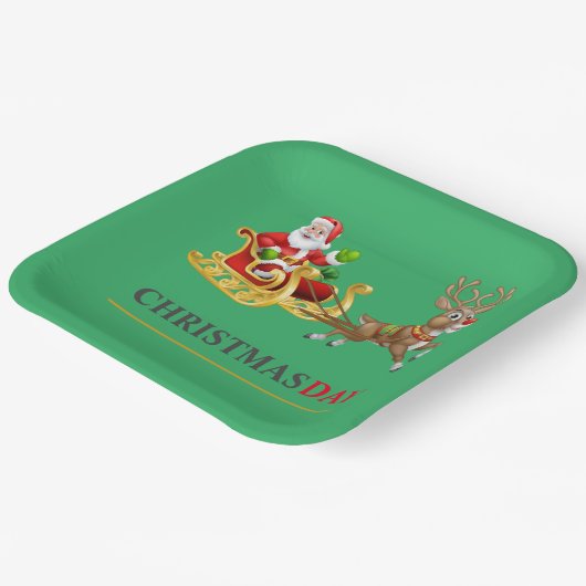 Groen kleurrijk Kerstdag 9"Vierkant Document Bord (Gebogen)