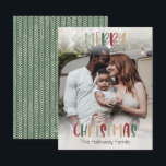 Groen kleurrijk kerstfeest, volledig foto feestdagenkaart<br><div class="desc">Deze groene kleurrijke kerstkaart met volledige fotovakantiekaart voor kerstmis is perfect voor uw leuke, creatieve kerstcadeautjes. Het is een uniek, speels modern lettertype in rood, boho tan, en licht en donkergroen, maken een gelukkig seizoensgebonden gevoel mogelijk. Als je de donkere winter van je geliefden wilt ophelderen met een schattige feestvreugde,...</div>