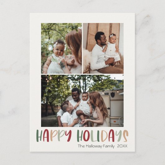 Groen kleurrijk Prettige feestdagen Verticaal 3 Fo (Voorkant)