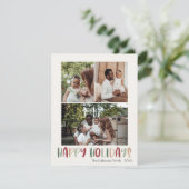 Groen kleurrijk Prettige feestdagen Verticaal 3 Fo Feestdagenkaart (Staand voorkant)